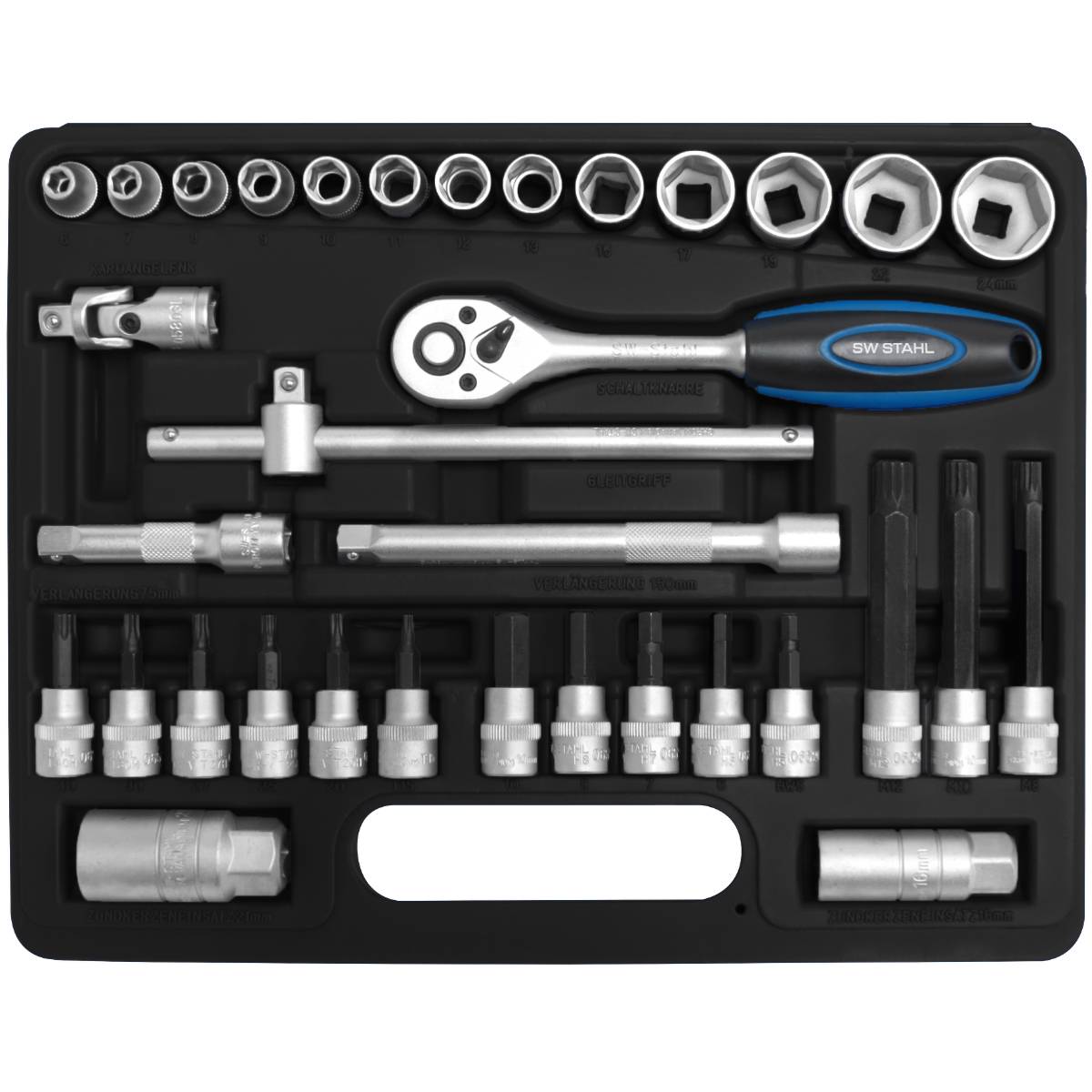 SW-Stahl Steckschlüsselsatz, 3/8", 34-teilig