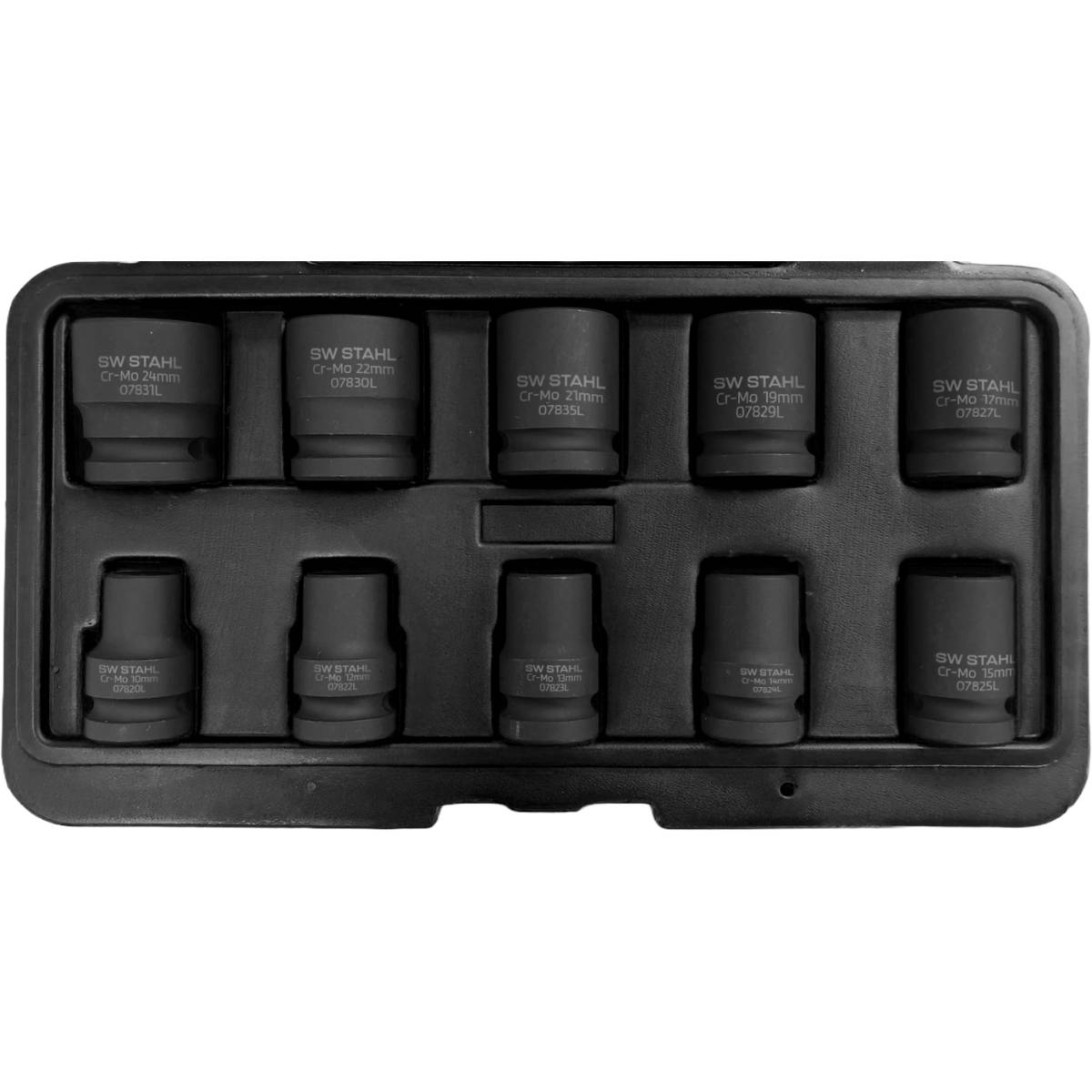 SW-Stahl IMPACT-Steckschlüsseleinsätze, 1/2", 10-24 mm, 10-teilig