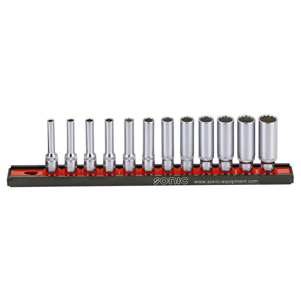 Sonic Stecknusssatz 1/4" lang 12-kant auf Steckleiste 12-teilig - 101202