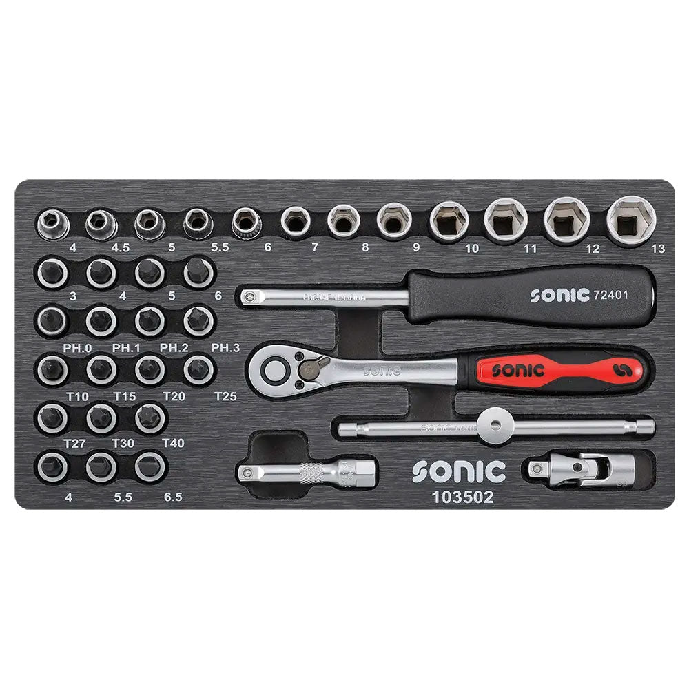 Sonic BMCS Blasformkoffer mit 1/4 Nuss- und Bit-Satz, 35-teilig