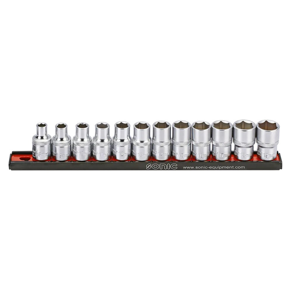 Sonic Stecknusssatz 1/2" 6-kant auf Steckleiste 12-teilig - 301201
