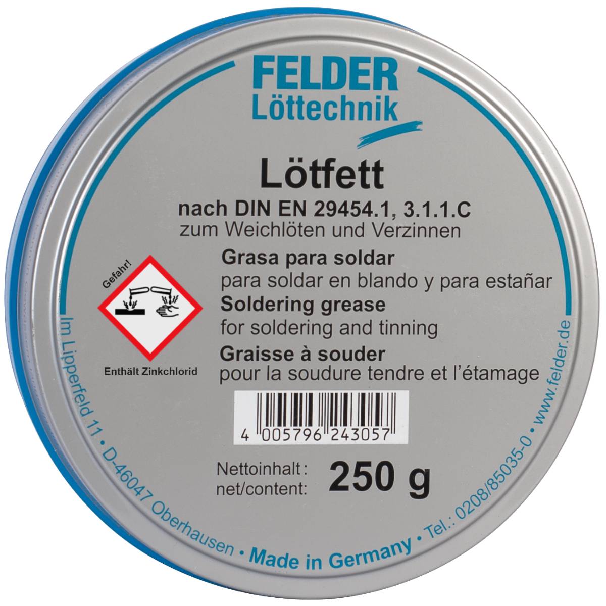 SW-Stahl Lötfett, 250g, nach DIN EN29454-1