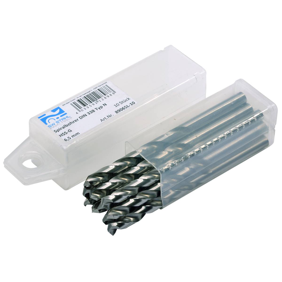 SW-Stahl Spiralbohrer, HSS-G, 6,5 mm, 10 Stück
