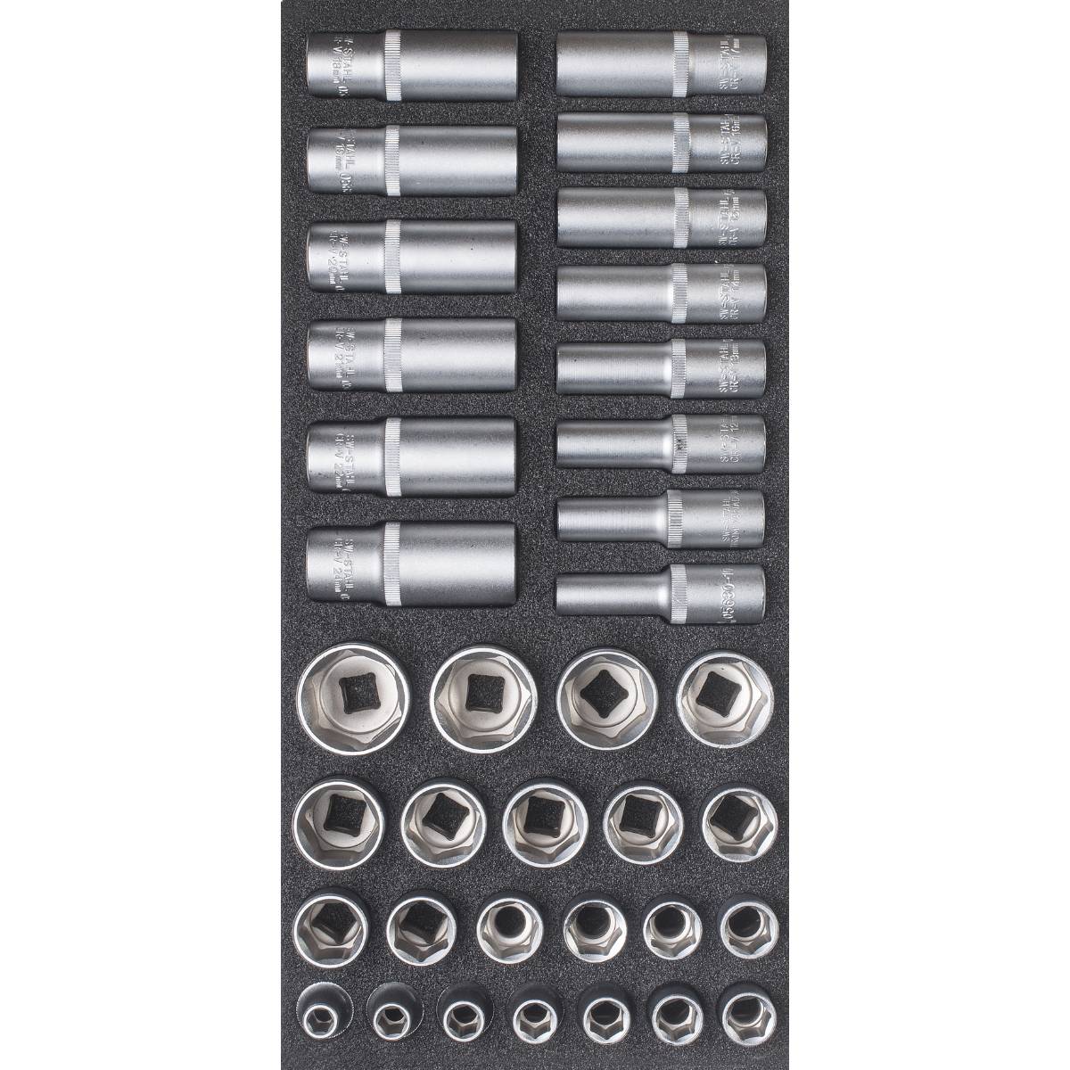 SW-Stahl Werkstattwagensortiment, Steckschlüssel 1/2", 36-teilig
