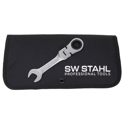 SW-Stahl Gabelringratschenschlüsselsatz mit Gelenk kurz 12-teilig (8 bis 19 mm)