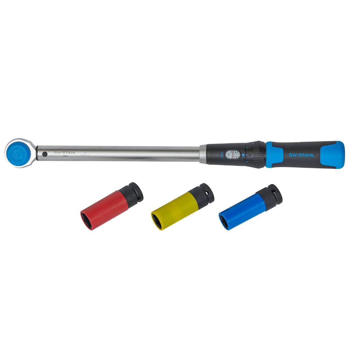 SW-Stahl Werkstatt Drehmomentschlüssel mit Radmutterneinsätzen, 1/2", 4-teilig