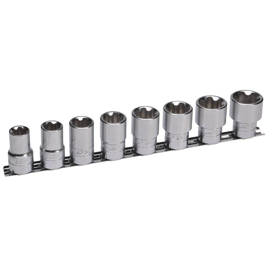 SW-Stahl Steckschlüsseleinsätze, 1/2", EP-Profil, EP18-EP32, 8-teilig