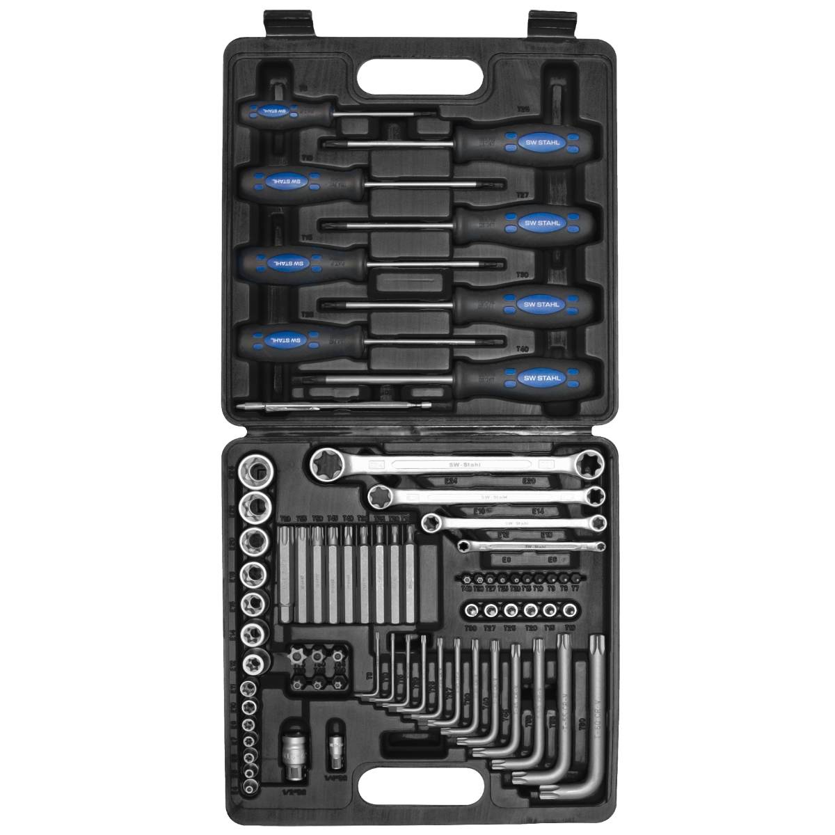 SW-Stahl Schraubsortiment für E- und T-Profil, 1/4", 1/2" und 3/8", 72-teilig