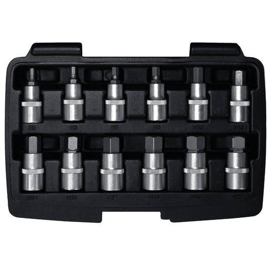 SW-Stahl Schraubendreheinsätze, 1/2", Innensechskant, 5-22 mm,12-teilig