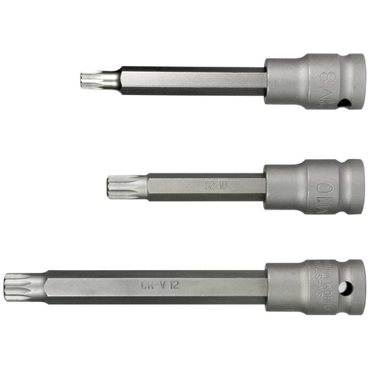 SW-Stahl IMPACT-Schraubendreheinsätze, 1/2", Innenvielzahn, M8-M12, 3-teilig