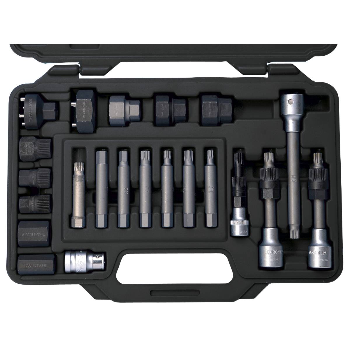 SW-Stahl Bitsatz für Freilaufriemenscheibe, 1/2", 22-teilig