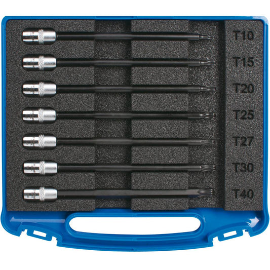SW-Stahl Schraubendreheinsätze, 1/4", T-Profil, T10-T40, mit Kugelkopf, 7-teilig