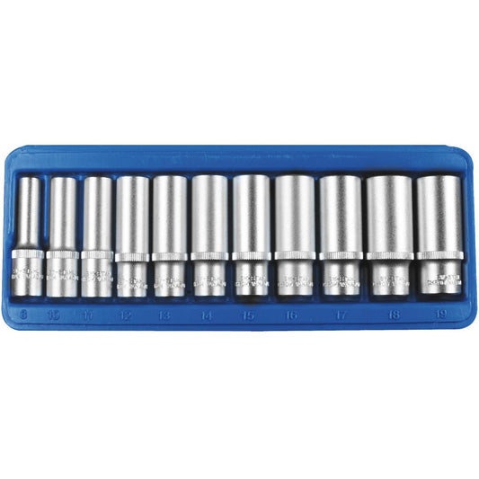 SW-Stahl Steckschlüsseleinsätze, 3/8", 8-19 mm, tief, 11-teilig
