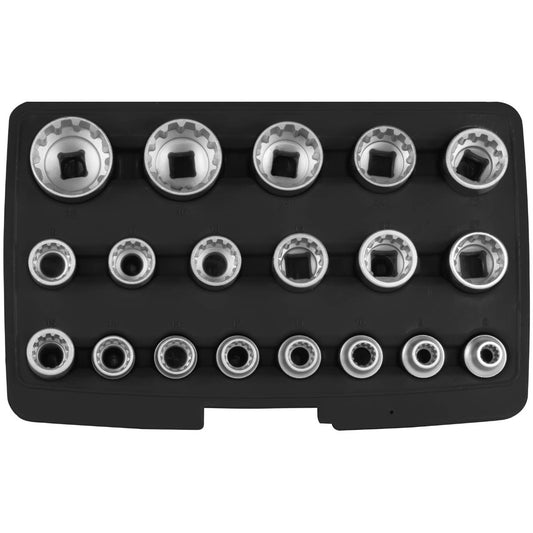 SW-Stahl Steckschlüsseleinsätze, 1/2", Multi-Profil, 8-32 mm, 19-teilig
