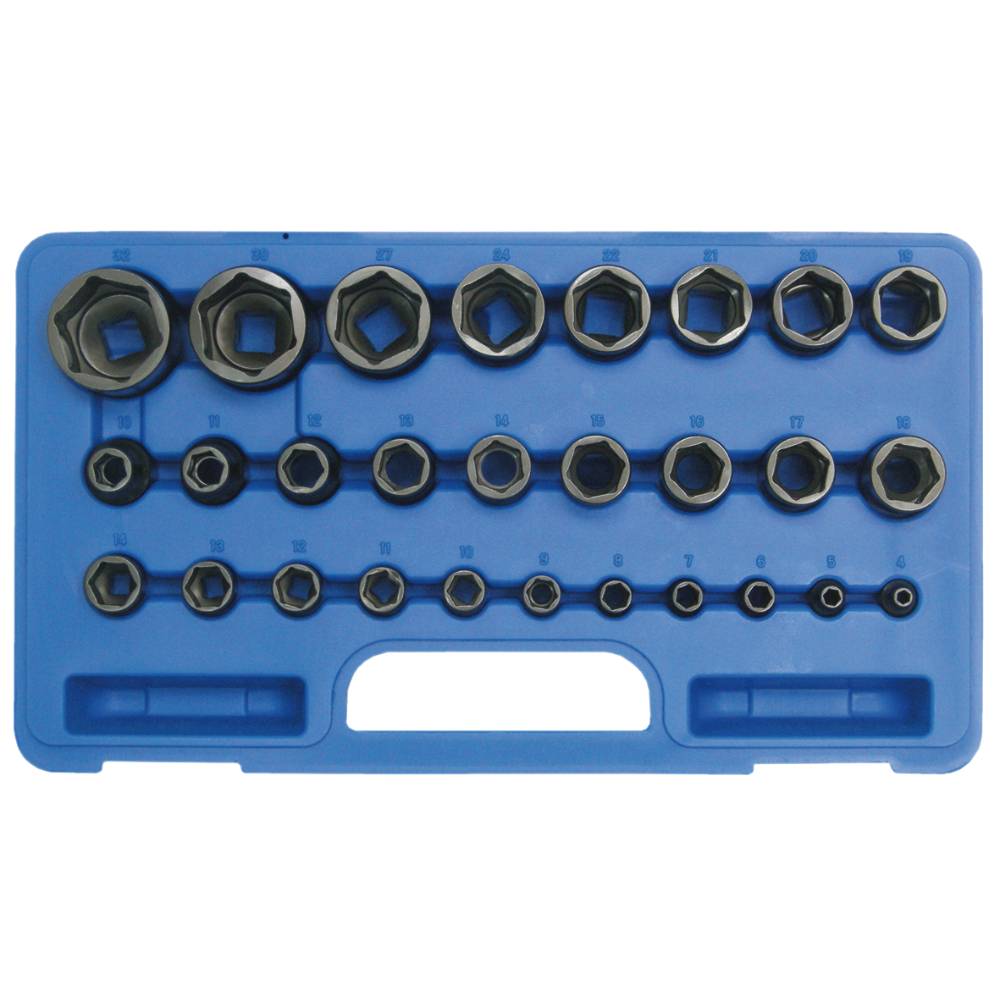 SW-Stahl Steckschlüsseleinsätze, 1/4"+1/2", 4-32 mm, 28-teilig