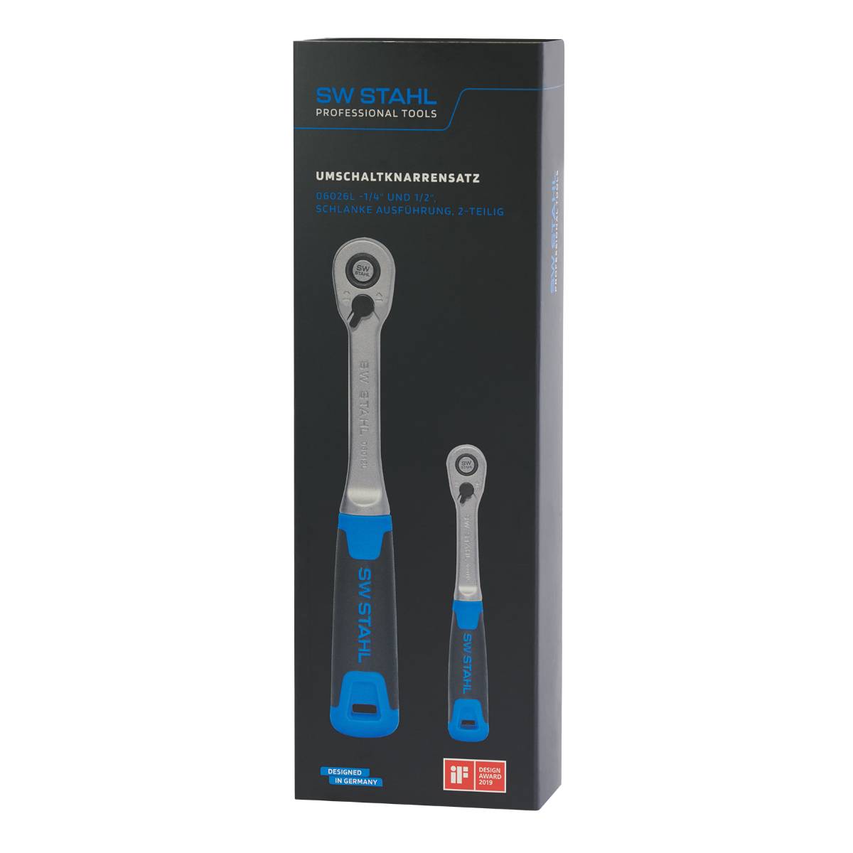 SW-Stahl Umschaltknarrensatz, 1/4" und 1/2", schlanke Ausführung, 2-teilig