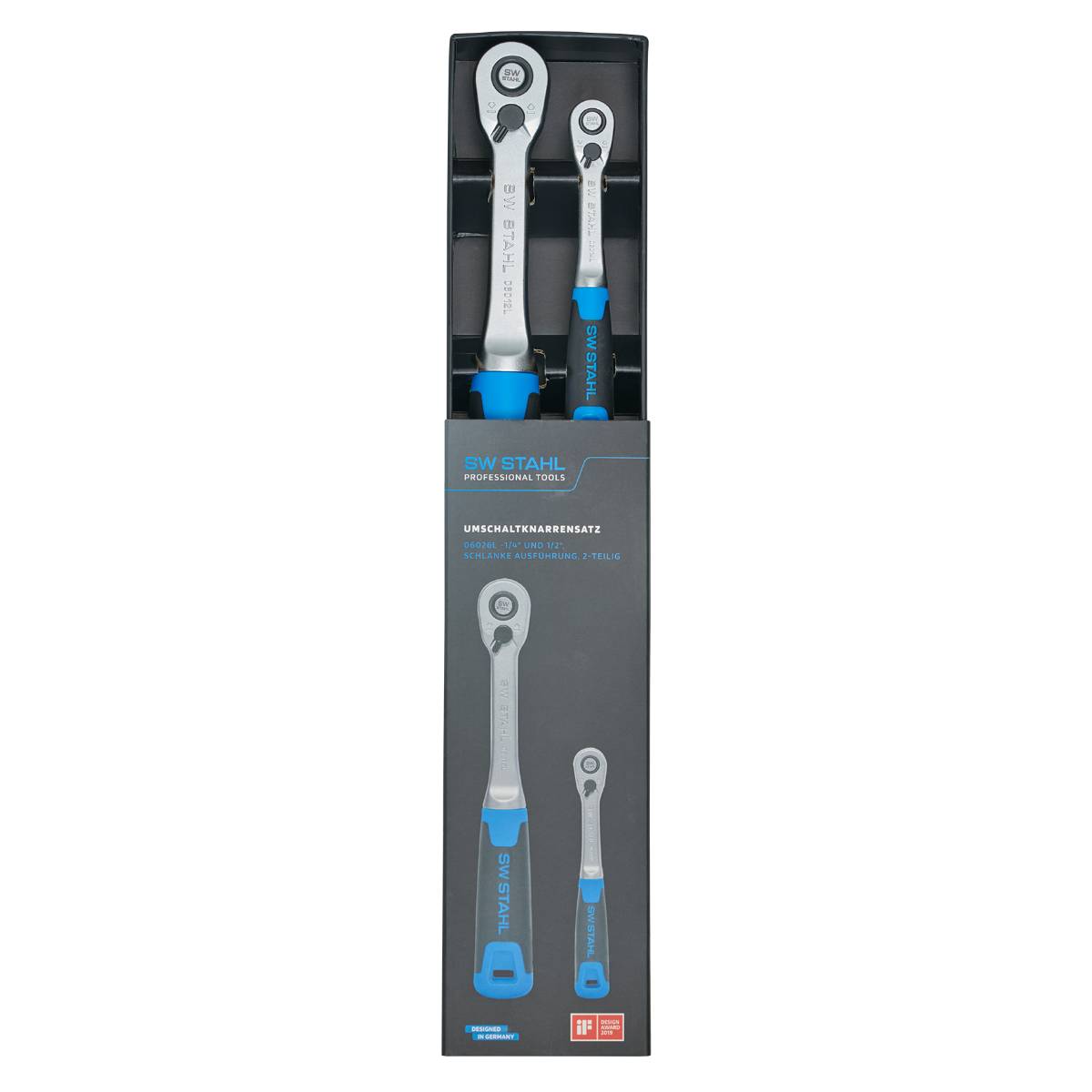 SW-Stahl Umschaltknarrensatz, 1/4" und 1/2", schlanke Ausführung, 2-teilig