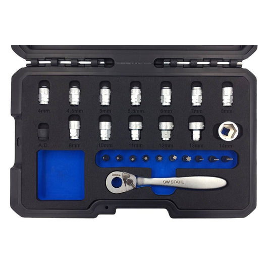 SW-Stahl Steckschlüsselsatz, 1/4", Low Profile, 25-teilig