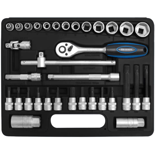SW-Stahl Steckschlüsselsatz, 3/8", 34-teilig