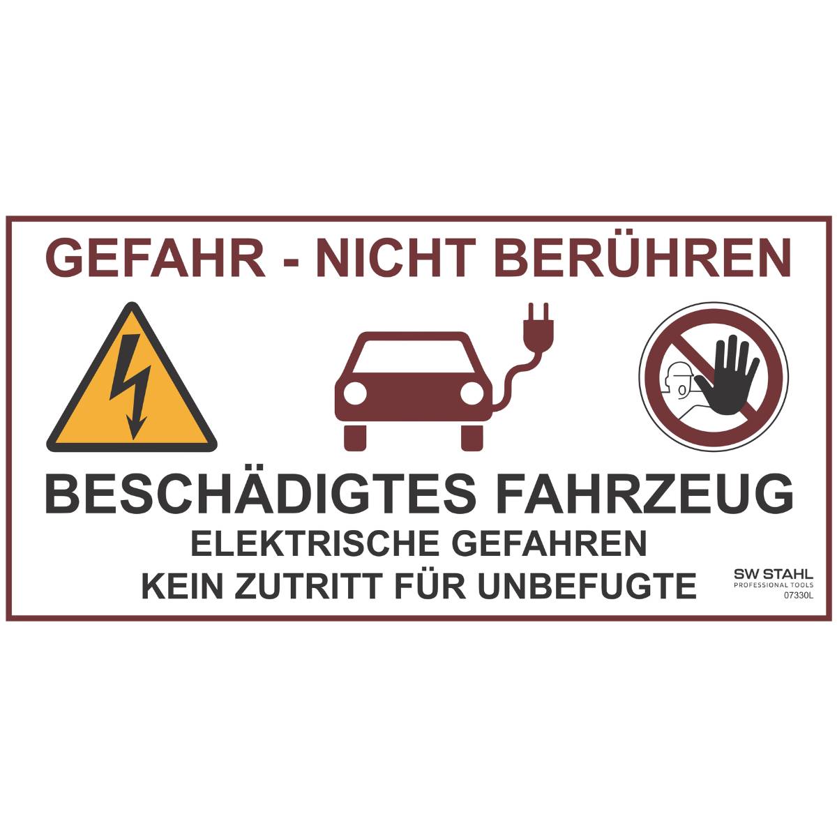 SW-Stahl Klebeetikett für beschädigte E-Fahrzeuge