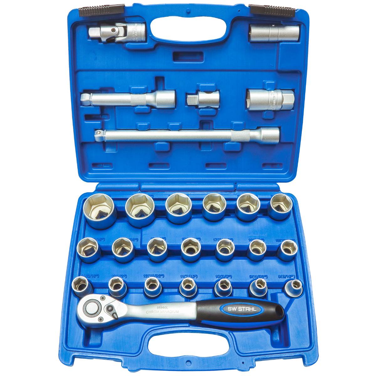 SW-Stahl Steckschlüsselsatz, 1/2", 27-teilig