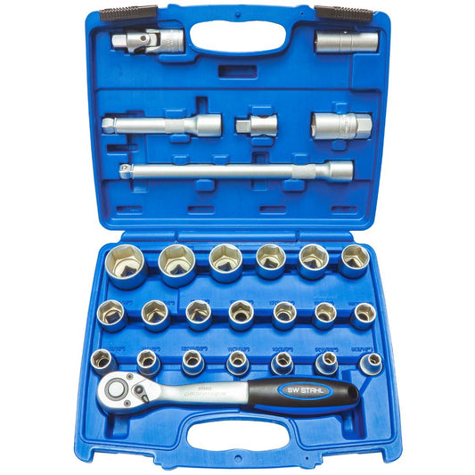 SW-Stahl Steckschlüsselsatz, 1/2", 27-teilig