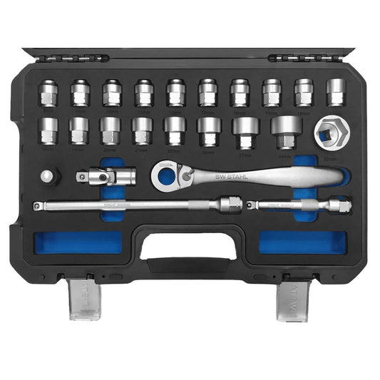 SW-Stahl Steckschlüsselsatz, 1/2", Low Profile, 24-teilig