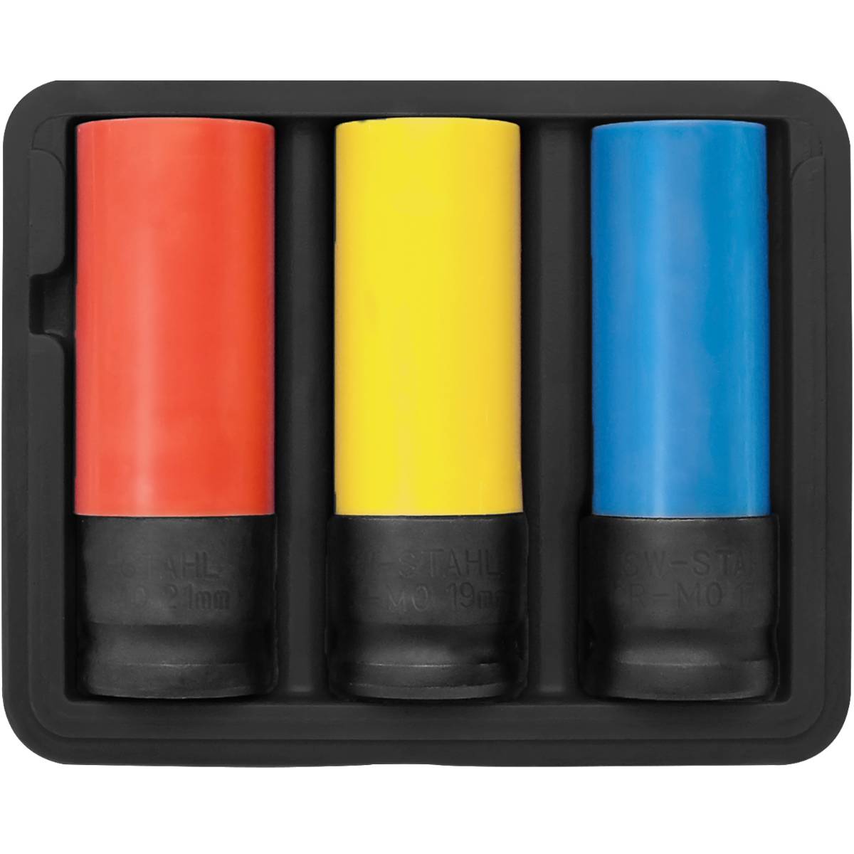 SW-Stahl Radmutterneinsätze, 1/2", 17, 19, 21 mm, 3-teilig