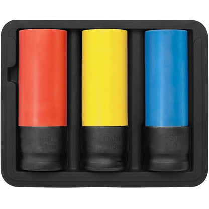 SW-Stahl Radmutterneinsätze, 1/2", 17, 19, 21 mm, 3-teilig