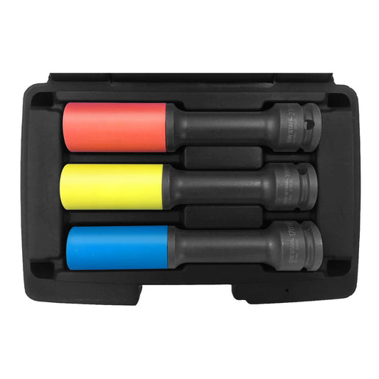 SW-Stahl Radmutterneinsätze, 1/2", 17, 19, 21 mm, 3-teilig, lang