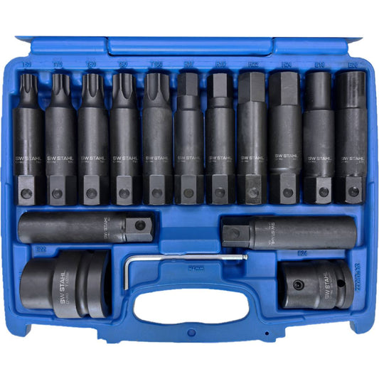 SW-Stahl IMPACT-Schraubendreheinsätze, 3/4"+1", 16-teilig