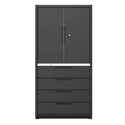 SW-Stahl Hochschrank mit 4 Schubladen, 2 Türen und 3 Einlegeböden, 700 mm
