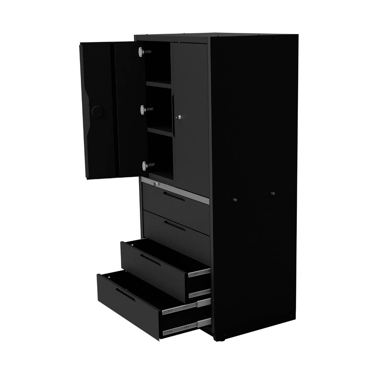 SW-Stahl Hochschrank mit 4 Schubladen, 2 Türen und 3 Einlegeböden, 700 mm