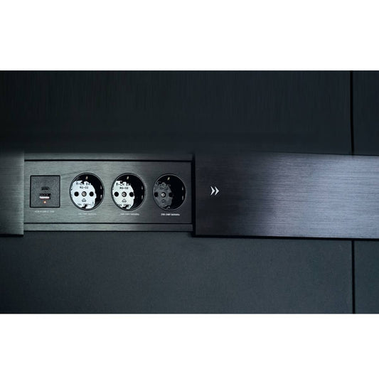 SW-Stahl Einbausteckdose 3-Fach mit USB
