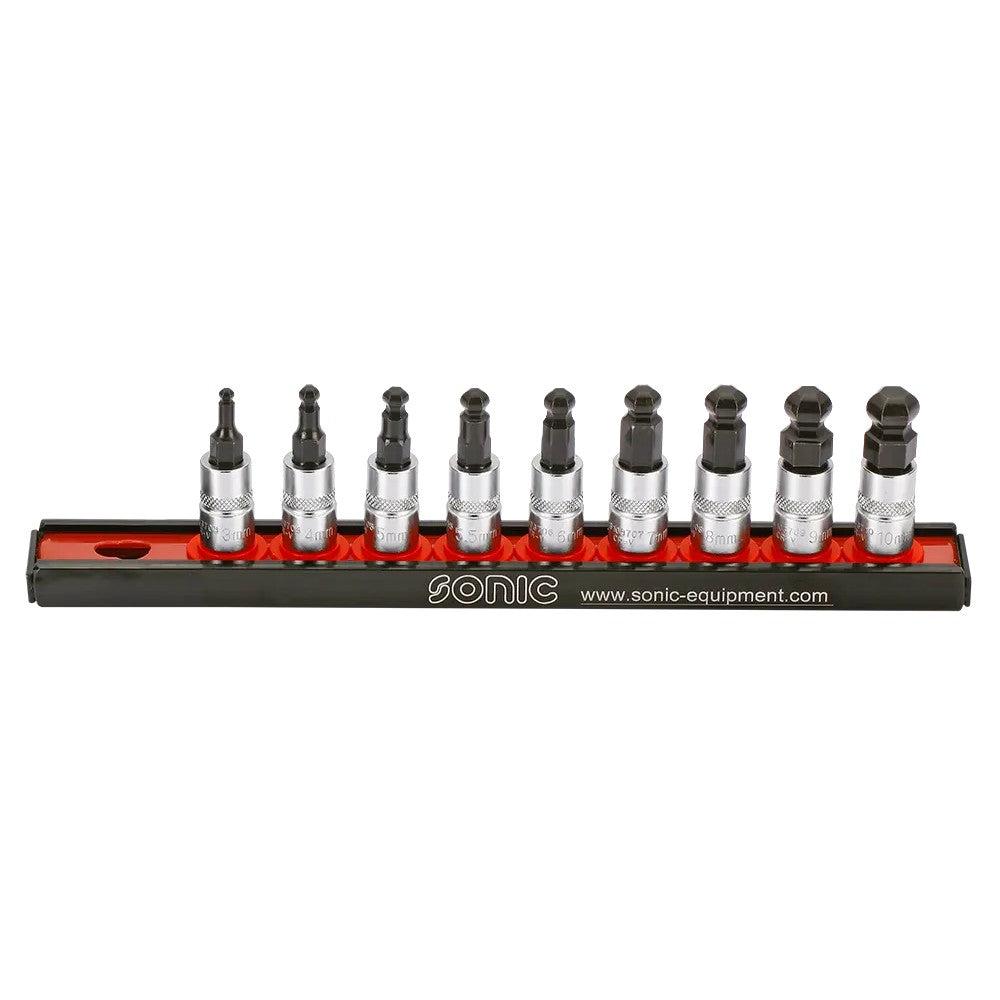 Sonic Bitsatz 1/4" Innensechskant mit Kugel auf Steckleiste 9-teilig - 100903