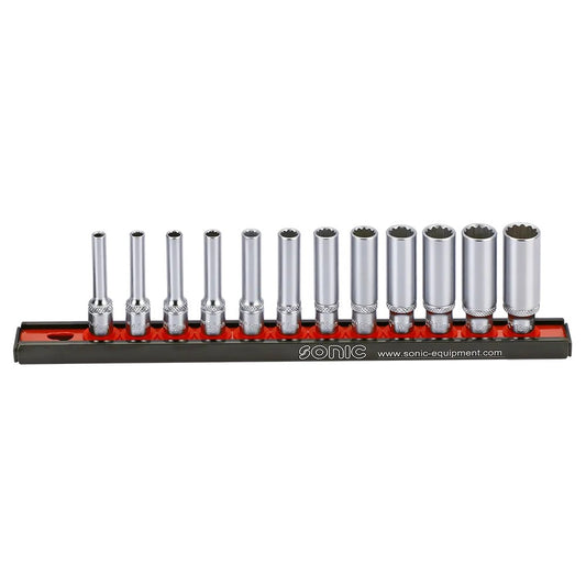 Sonic Stecknusssatz 1/4" lang 12-kant auf Steckleiste 12-teilig - 101202