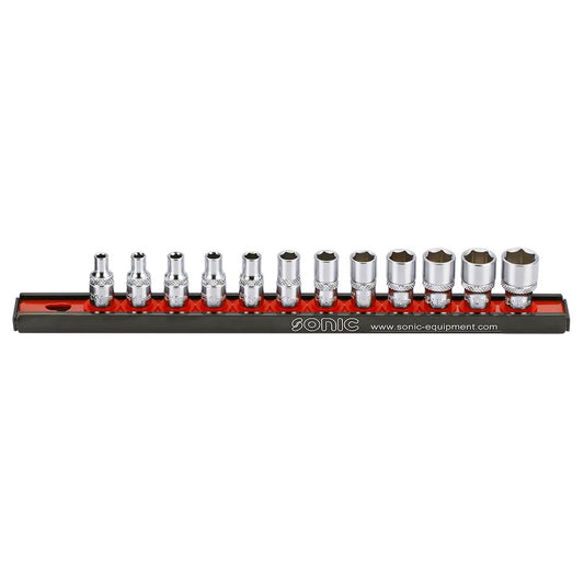 Sonic Stecknusssatz 1/4 Zoll 6-kant auf Steckleiste 12-tlg. - 101203