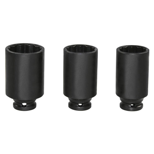 SW-Stahl IMPACT-Steckschlüsseleinsätze, 1/2", Zwölfkant, 30-36 mm, tief, 3-teilig