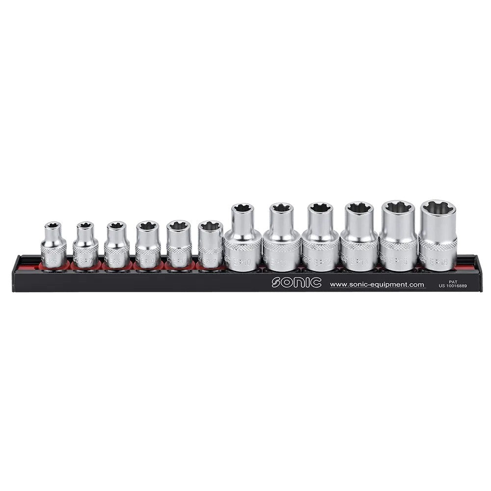 Sonic Stecknusssatz 1/4" & 3/8" TX Plus auf Steckleiste 12-teilig - 201204