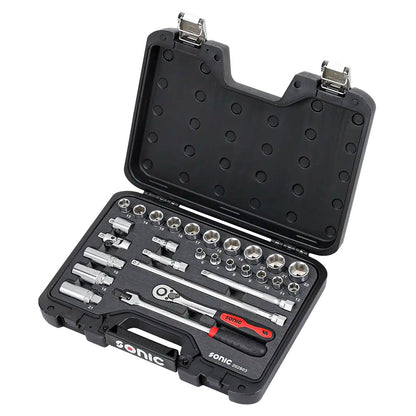 Sonic BMCS Blasformkoffer mit 3/8 Nuss-Satz mit Ratsche, 28-teilig