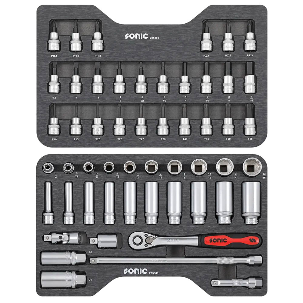 Sonic BMCS Blasformkoffer mit 3/8 Ratschen-Satz (SAE), 53-teilig