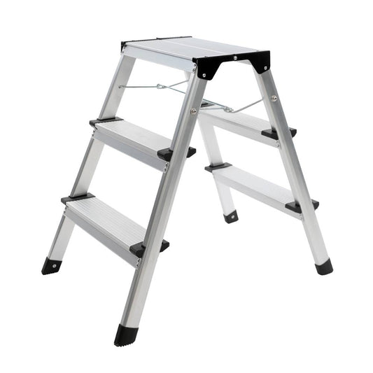 SW-Stahl Stufenleiter, aus Aluminium, klappbar, 3-stufig