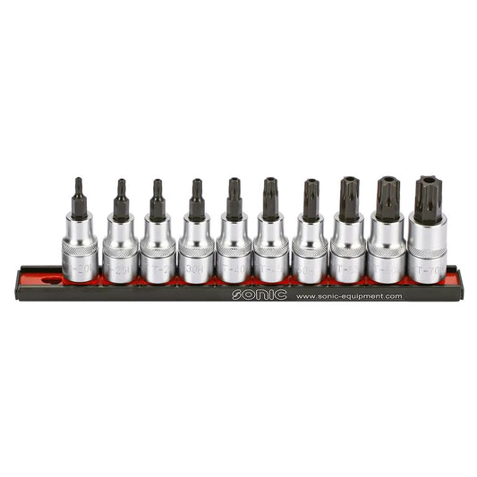 Sonic Bitsatz 1/2" TX mit Loch auf Steckleiste 10-teilig - 301006