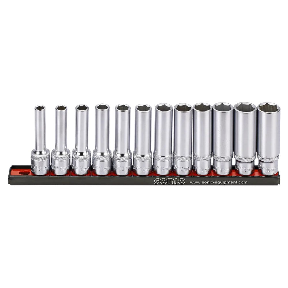Sonic Stecknusssatz 1/2" lang 6-kant auf Steckleiste 12-teilig - 301202