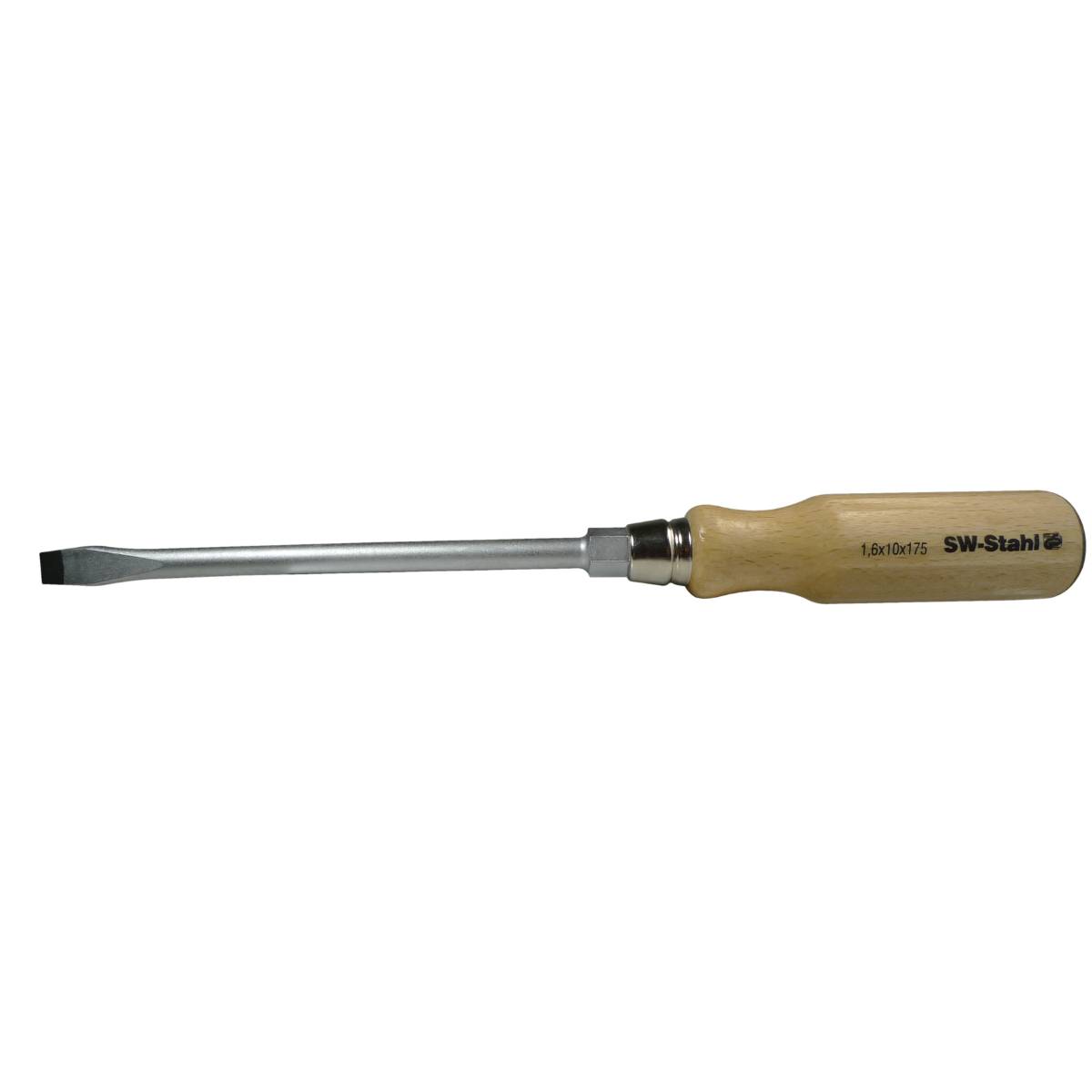 SW-Stahl Schraubendreher, Holzheft, Schlitz, 8 mm x 150 mm