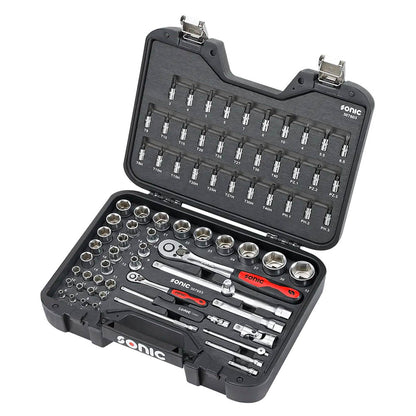 Sonic BMCS Blasformkoffer mit 1/4 & 1/2 Nuss-Satz mit Ratsche, 76-teilig
