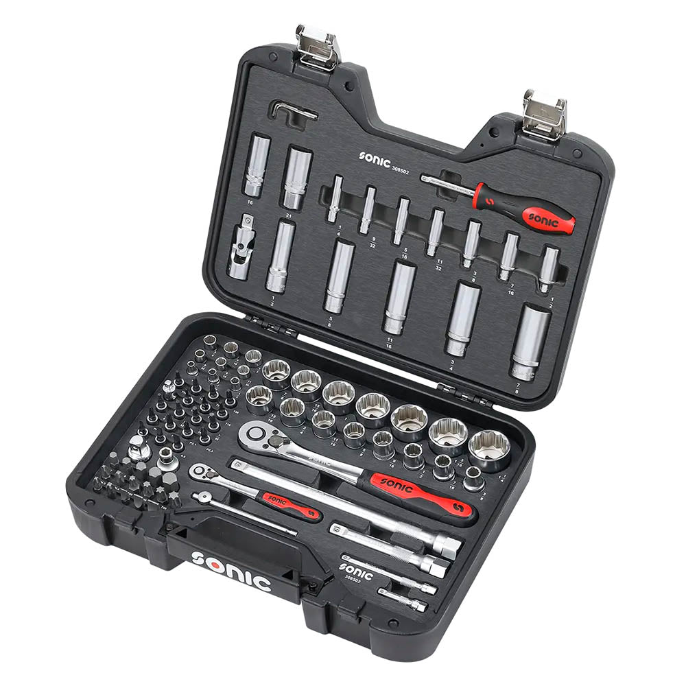 Sonic BMCS Blasformkoffer mit 1/4 1/2 Nuss- und Bit-Satz (SAE), 85-teilig