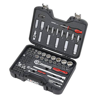 Sonic BMCS Blasformkoffer mit 1/4 1/2 Nuss- und Bit-Satz (SAE), 85-teilig