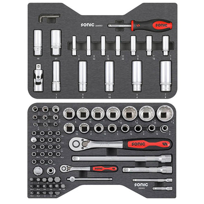 Sonic BMCS Blasformkoffer mit 1/4 1/2 Nuss- und Bit-Satz (SAE), 85-teilig