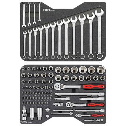 Sonic BMCS Blasformkoffer mit 1/4 3/8" & 1/2 Nuss- und Bit-Satz, 99-teilig